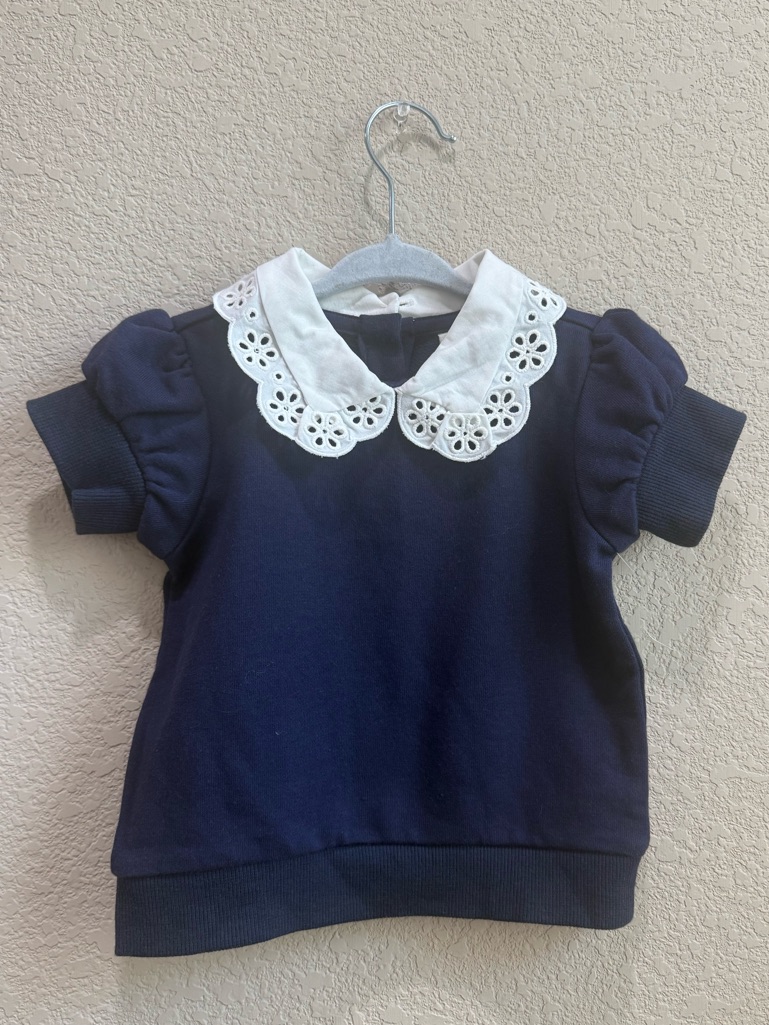 Janie And Jack Girls Merchant Marine Lace Trim Collared Top
